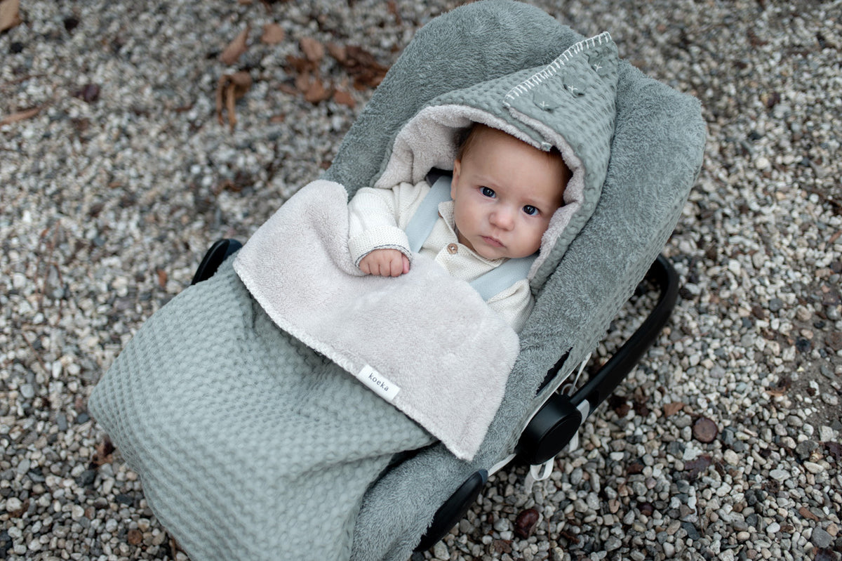 Koeka voetenzak 0+ 3 punts wafel/teddy oslo Shadow green/soft sand