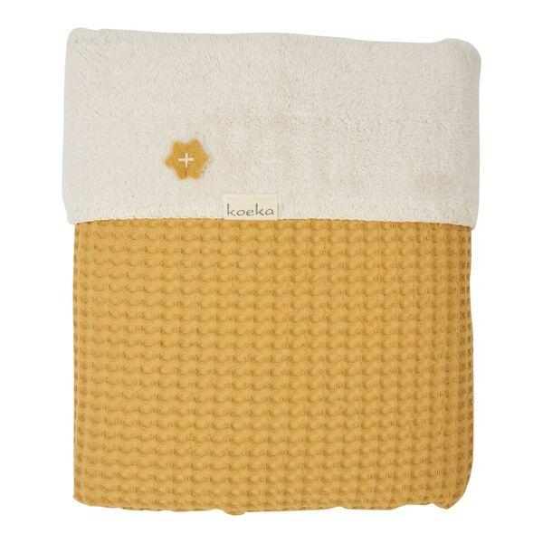 Koeka wiegdeken wafel/teddy oslo Ochre/pebble