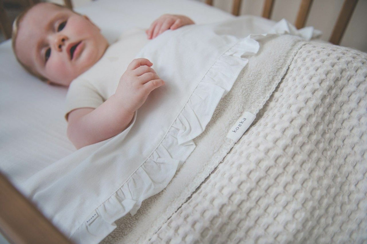 Koeka wiegdeken wafel/teddy oslo Natural/pebble