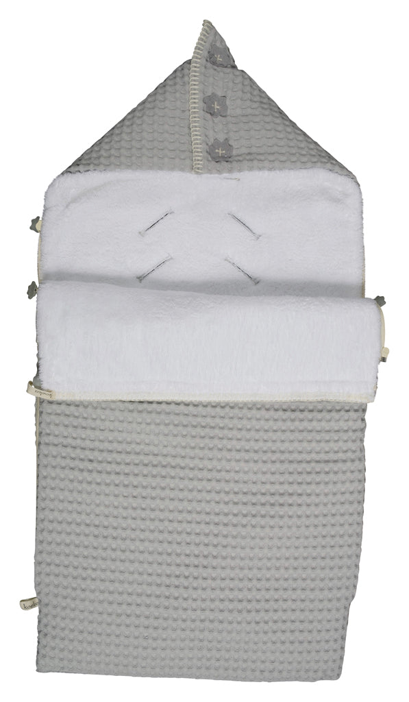 Koeka voetenzak wafel/teddy oslo Silver grey/ white
