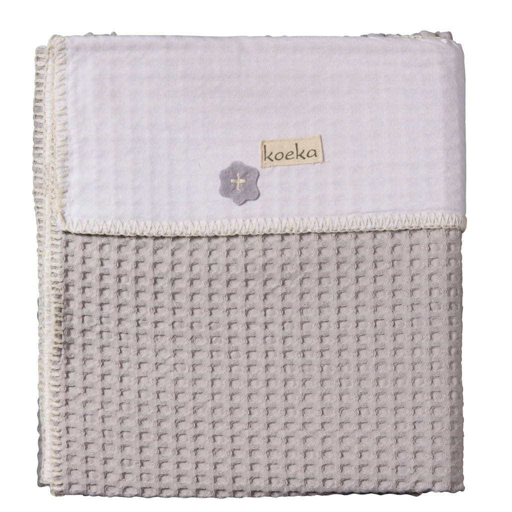 Koeka wiegdeken wafel/flanel antwerp Silver grey/ white