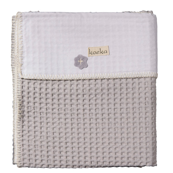 Koeka wiegdeken wafel/flanel antwerp Silver grey/ white