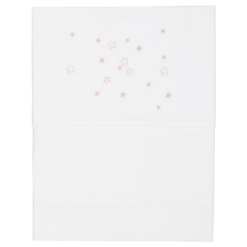 Koeka wieglaken stars White/old babypink