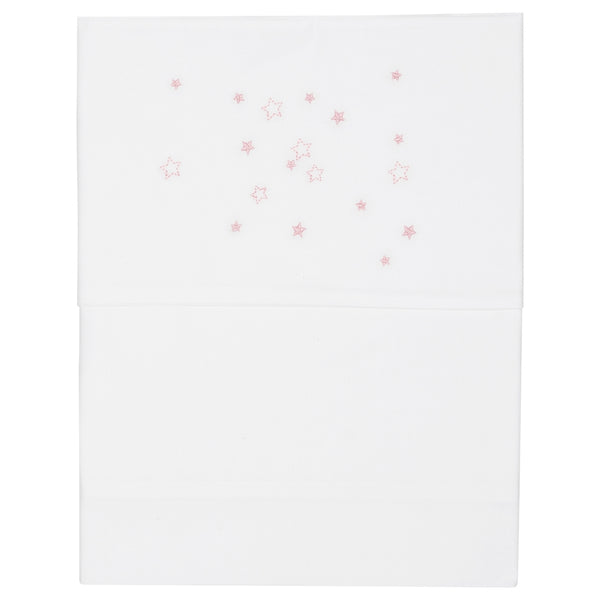 Koeka wieglaken stars White/old babypink