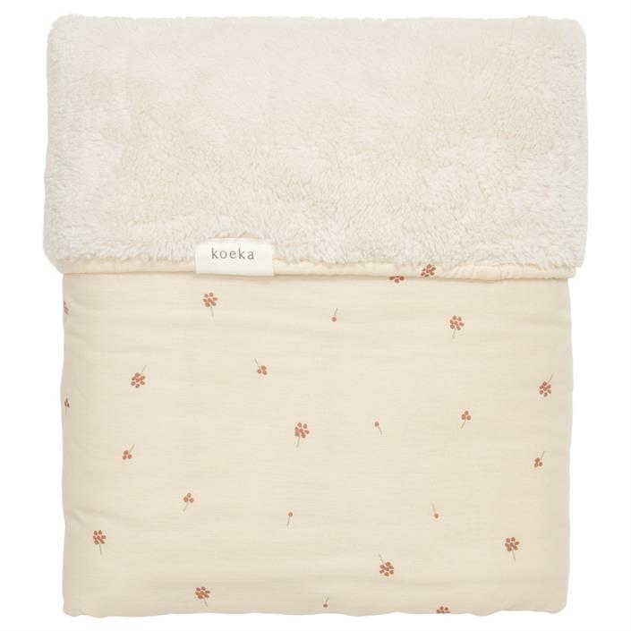 Koeka ledikantdeken teddy reversible grainfiel Warm white