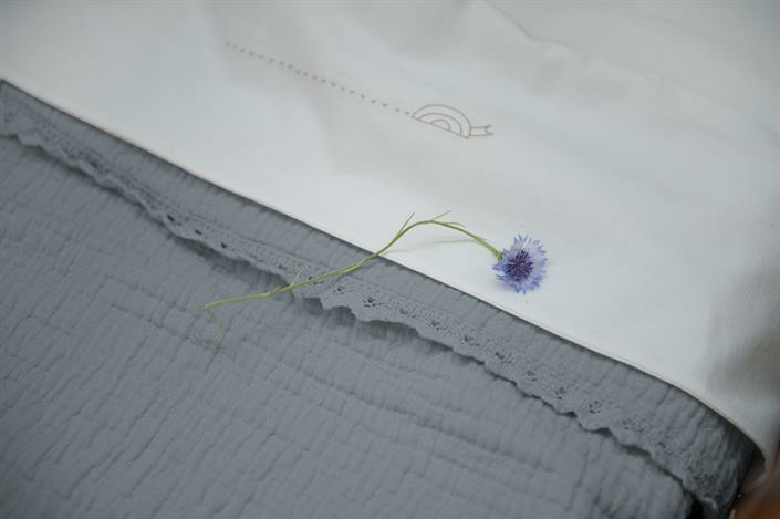 Koeka ledikantdeken lace elba Grey wave