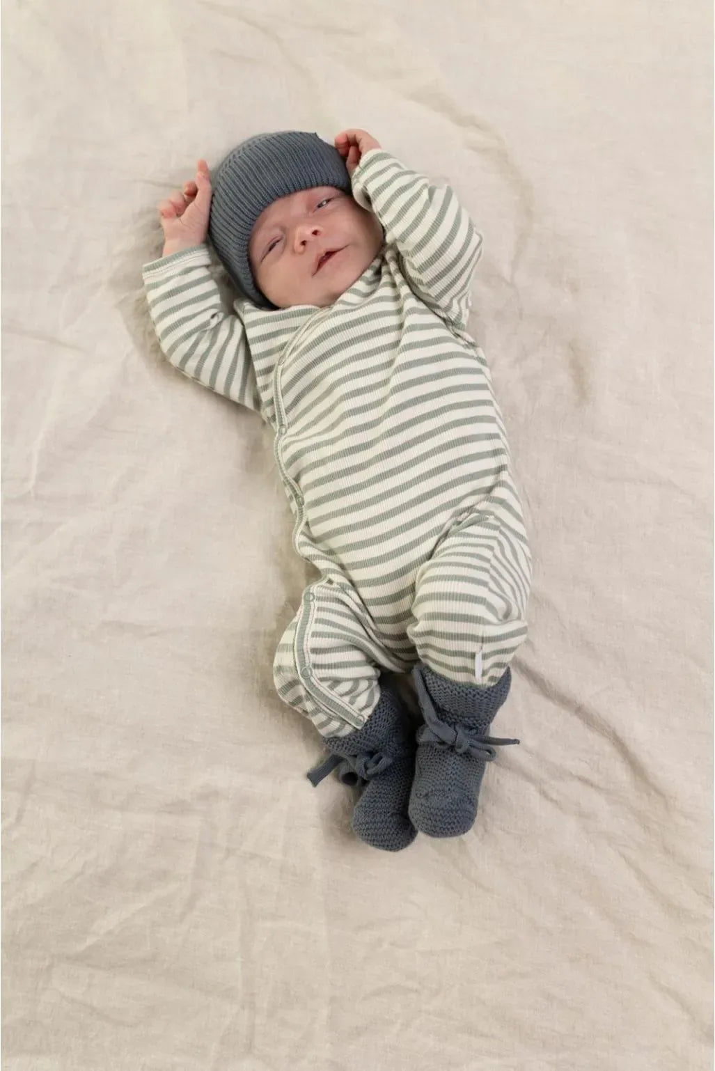 Noppies Playsuit LS stripe Iceberg green
