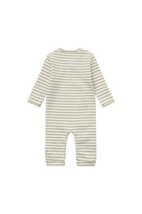 Noppies Playsuit LS stripe Iceberg green