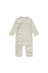 Noppies Playsuit LS stripe Iceberg green