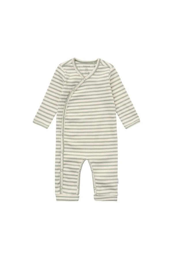 Noppies Playsuit LS stripe Iceberg green