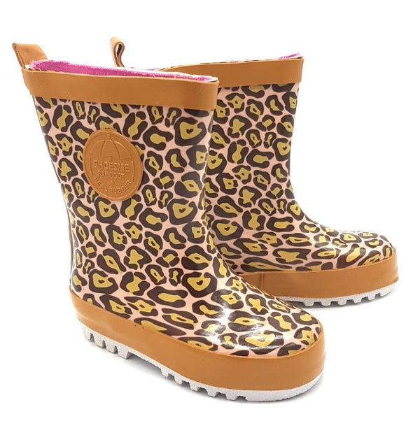 Shoesme regenlaars met fleecesok Luipaardprint