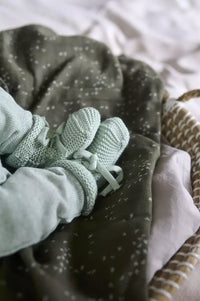 Noppies booties knit nelson Grey mint