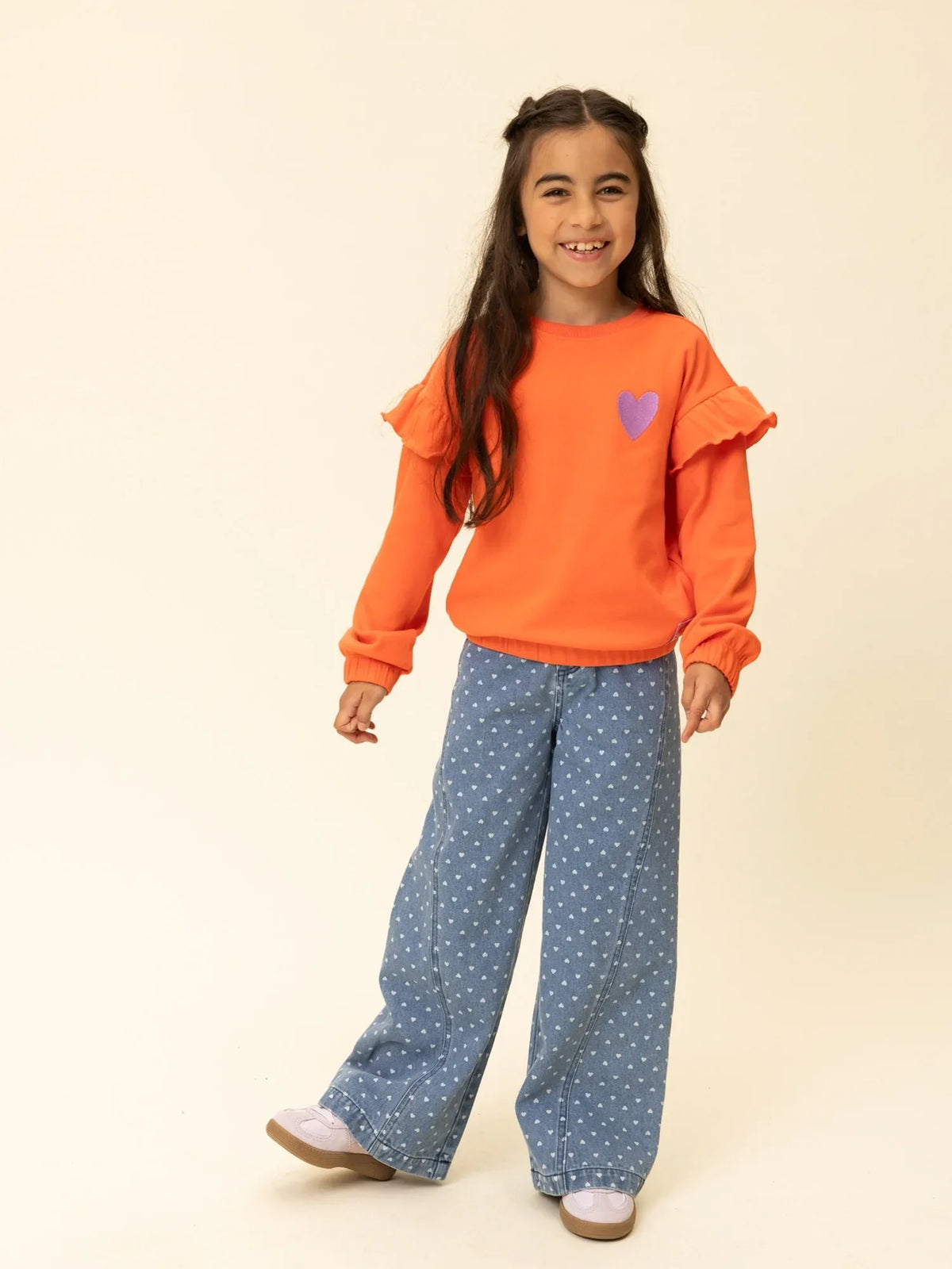Little heart denim wideleg