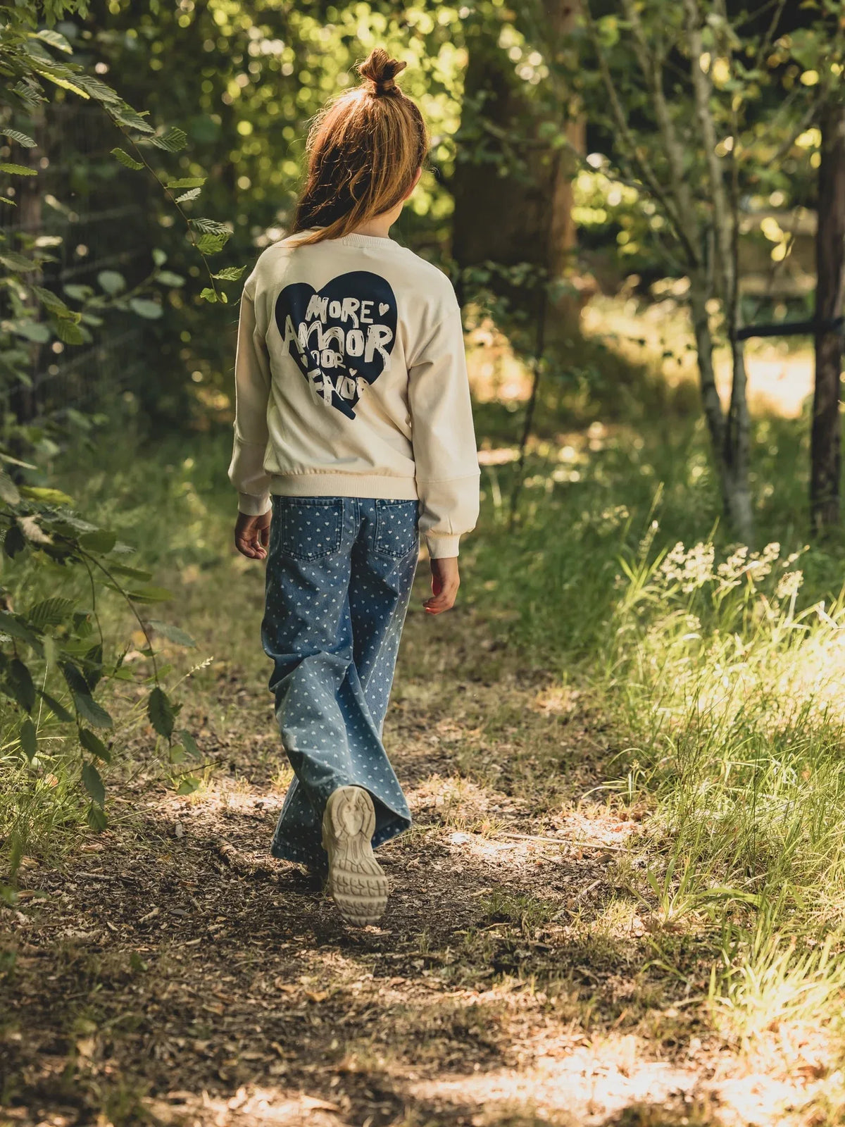 Little heart denim wideleg