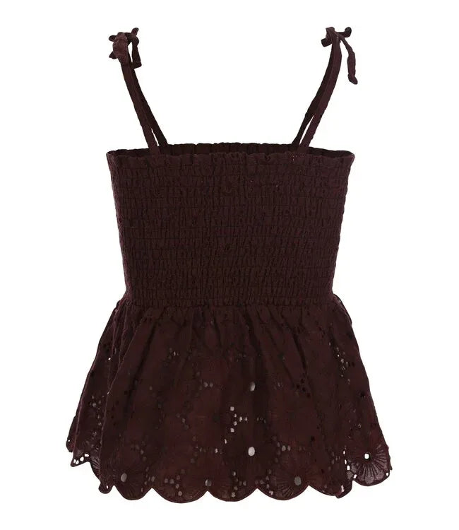 Looxs 10sixteen lace sleeveless Top Chocolate