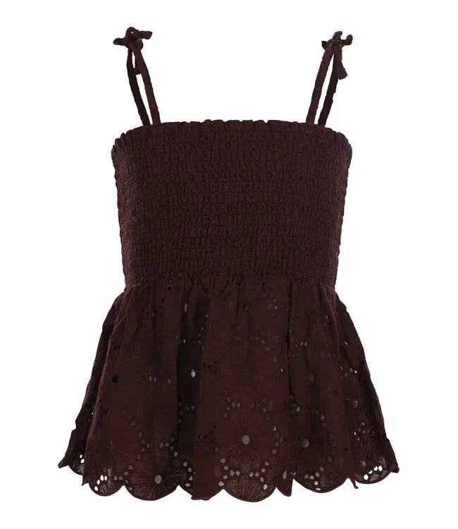 Looxs 10sixteen lace sleeveless Top Chocolate