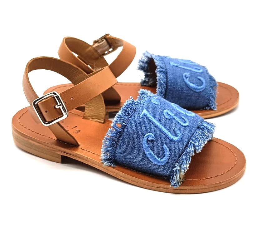 Clic sandalen Blue/cuoio