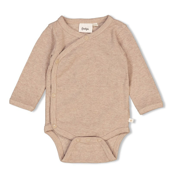 Feetje Wikkelromper rib - The Magic is in You Taupe melange