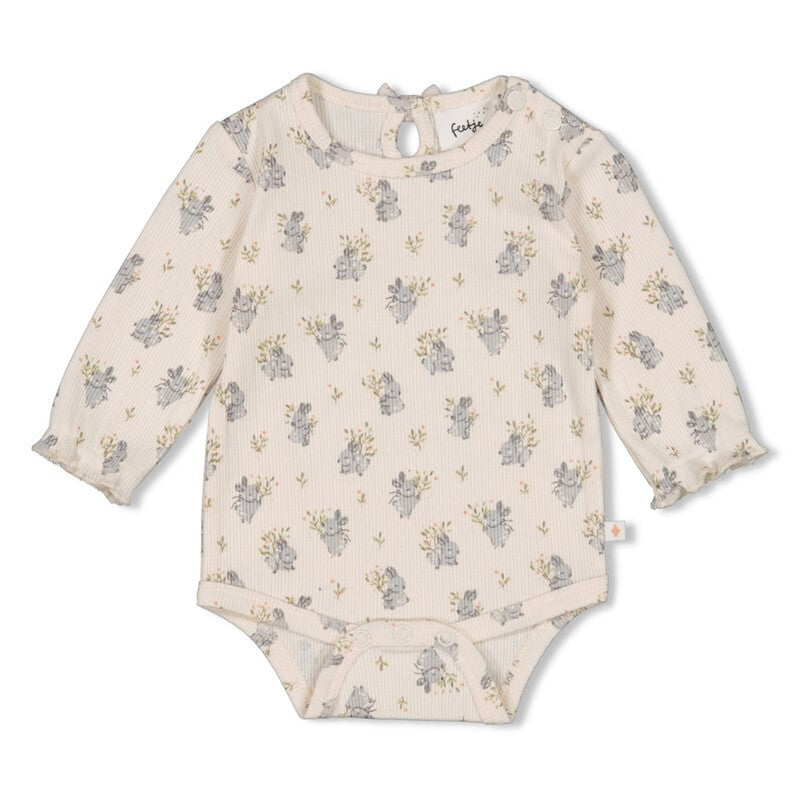 Feetje Romper rib AOP - Fields of Green Offwhite