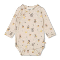 Feetje Wikkelromper AOP - Honey Bear Offwhite melange