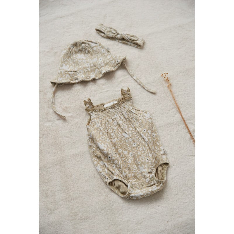 Feetje Playsuit crinkle AOP - Let Your Dreams Blossom Groen