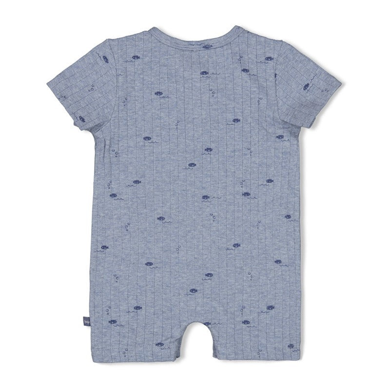 Feetje Kort pakje rib AOP - Blue Ocean Blauw melange