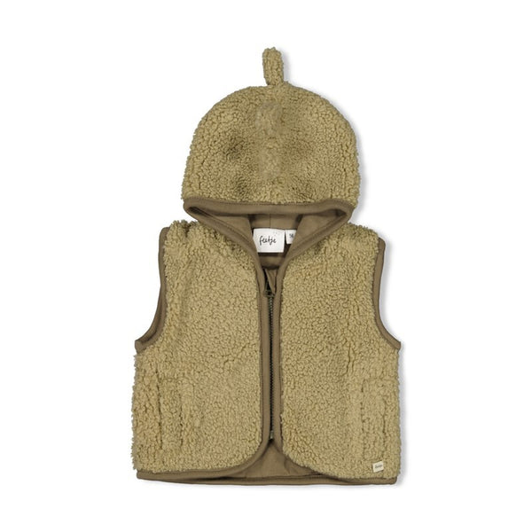 Feetje Bouclé bodywarmer met capuchon - Rawrsome Groen