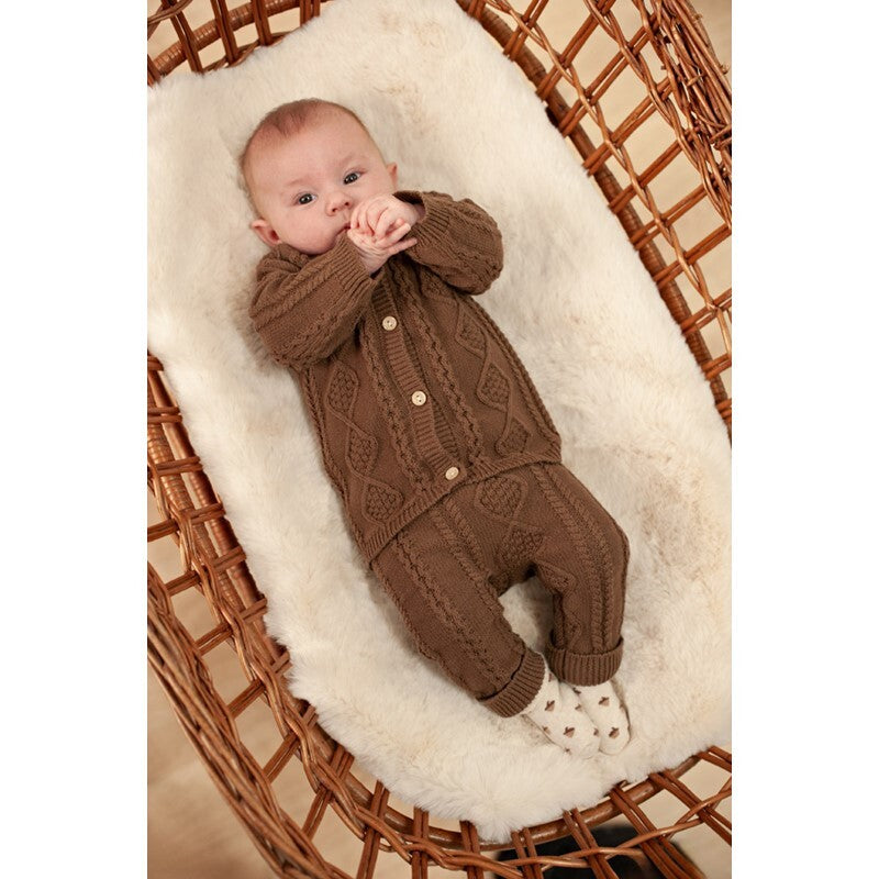 Feetje Vestje gebreid cable-knit - The Knits Bruin