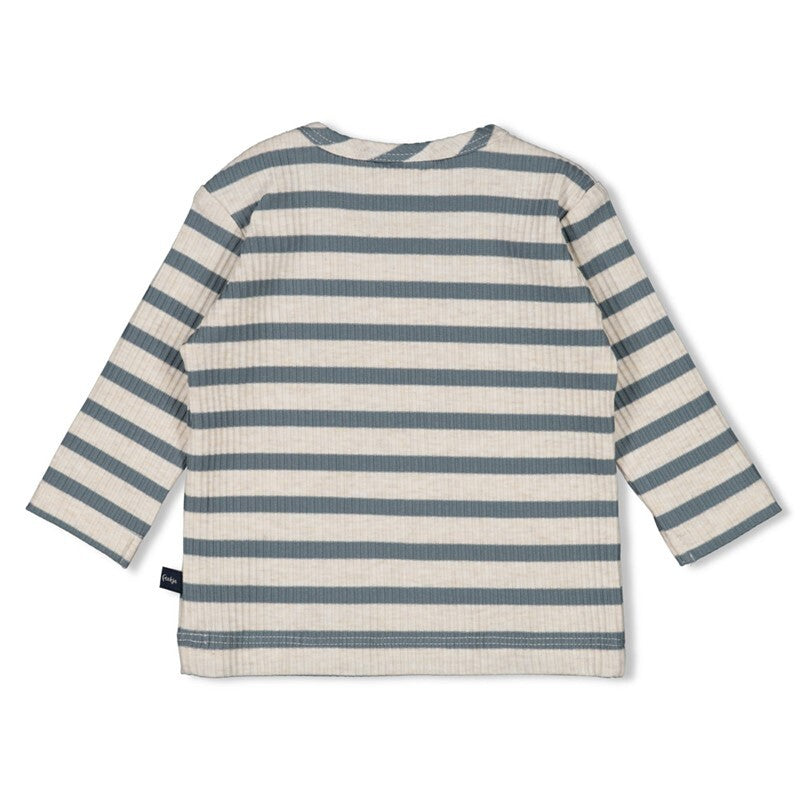 Feetje Longsleeve rib met streep - Let's Go! Petrol