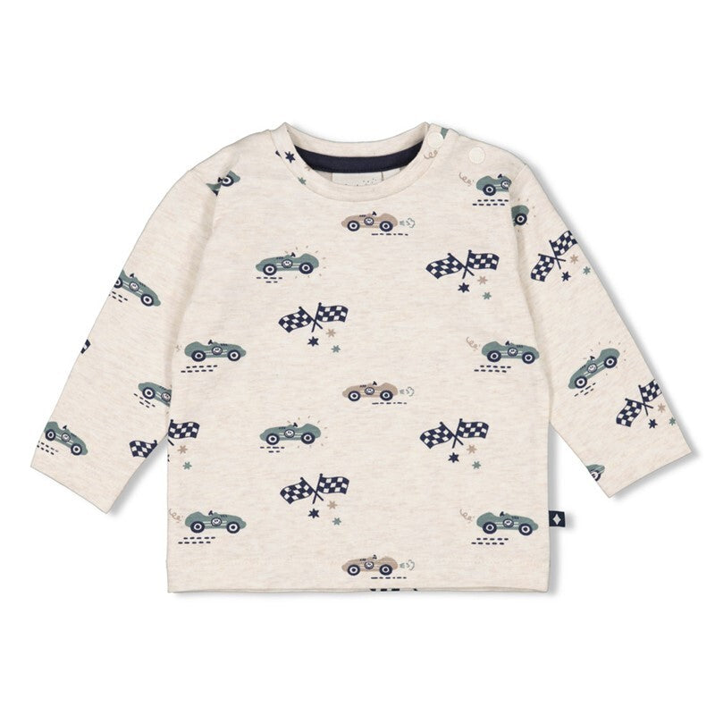 Feetje Longsleeve AOP - Let's Go! Offwhite melange