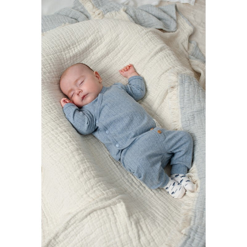 Feetje Overslagshirt rib - Blue Ocean Blauw melange
