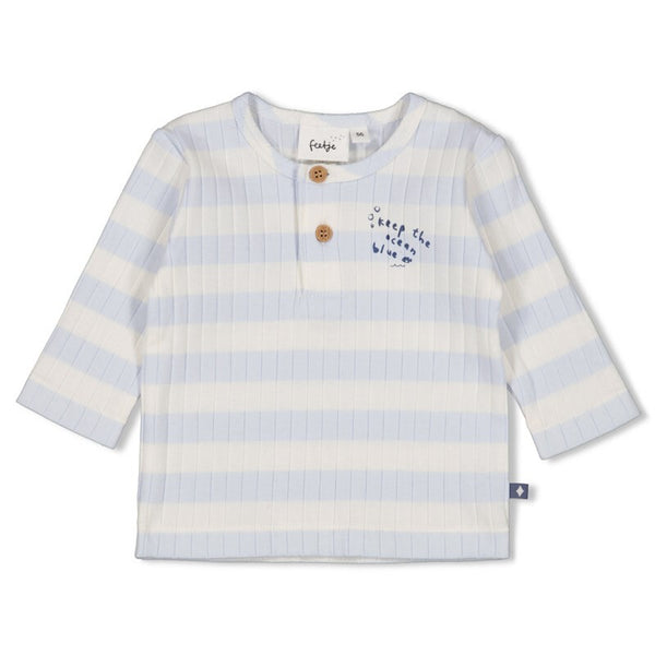Longsleeve rib met streep - Blue Ocean