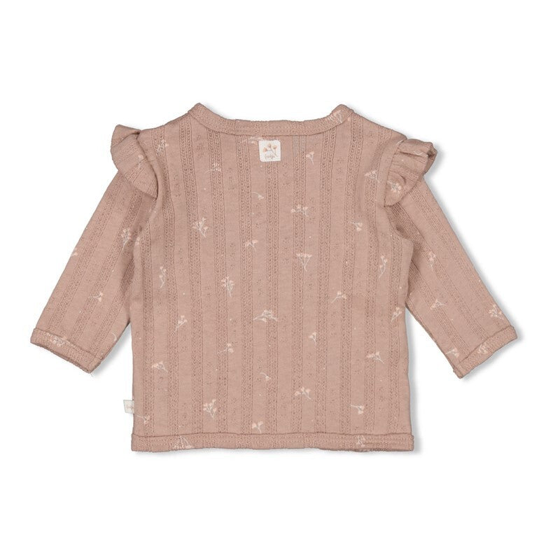 Feetje Overslagshirt pointelle rib AOP - Delicate Flower Taupe