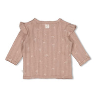 Feetje Overslagshirt pointelle rib AOP - Delicate Flower Taupe