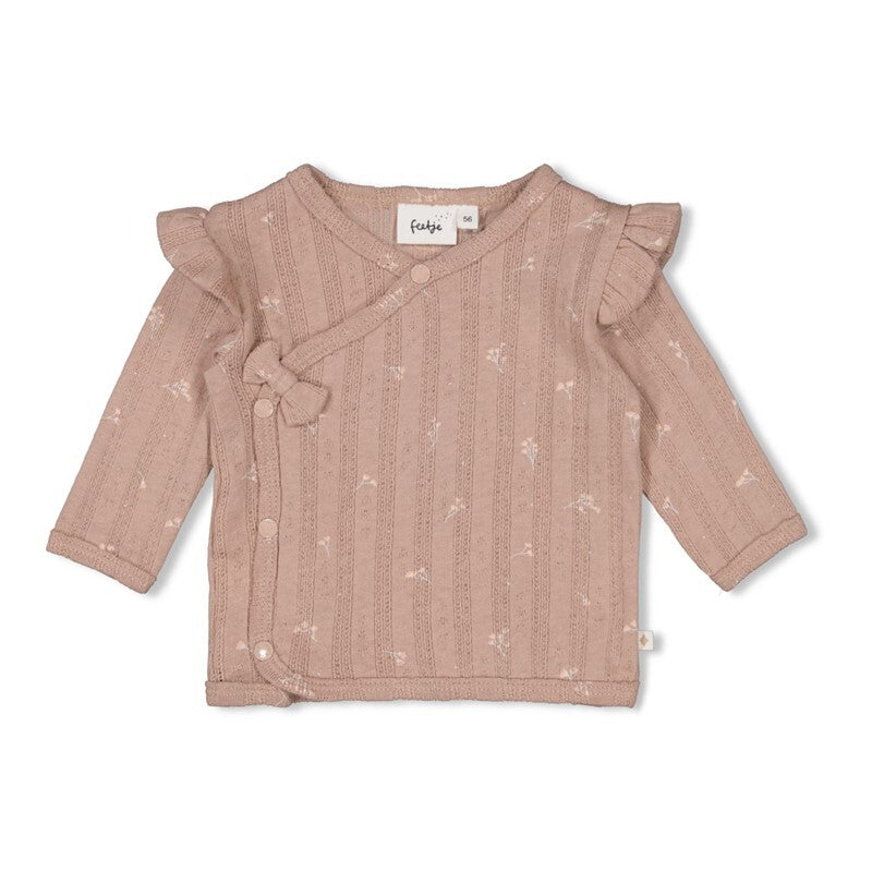 Feetje Overslagshirt pointelle rib AOP - Delicate Flower Taupe