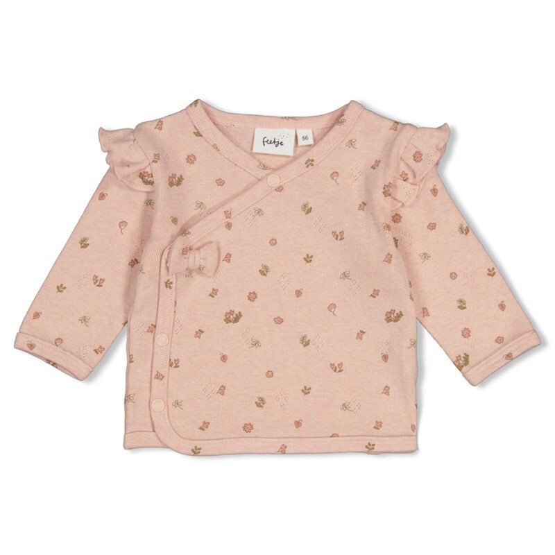 Overslagshirt pointelle rib AOP - Fall in Love