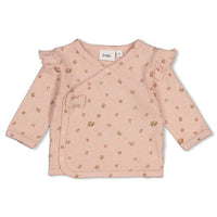 Overslagshirt pointelle rib AOP - Fall in Love