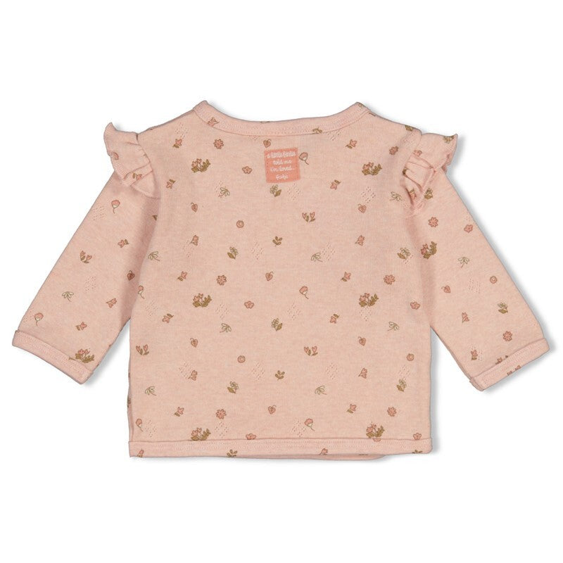Overslagshirt pointelle rib AOP - Fall in Love