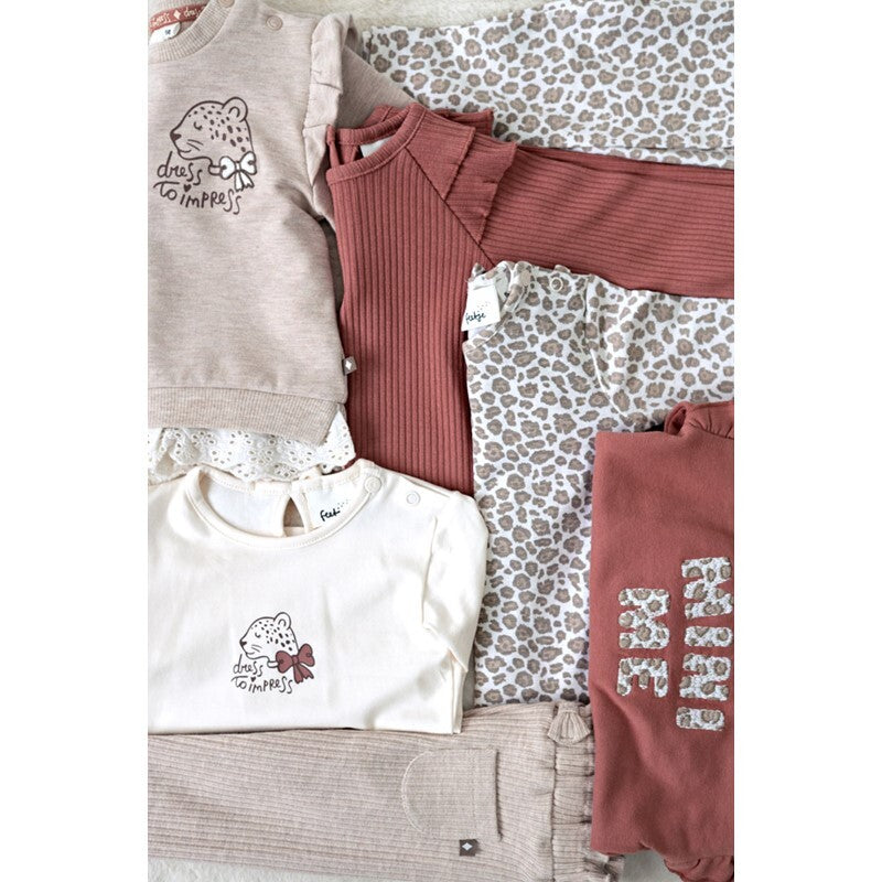 Feetje Longsleeve rib met ruches - Dress to Impress Mauve