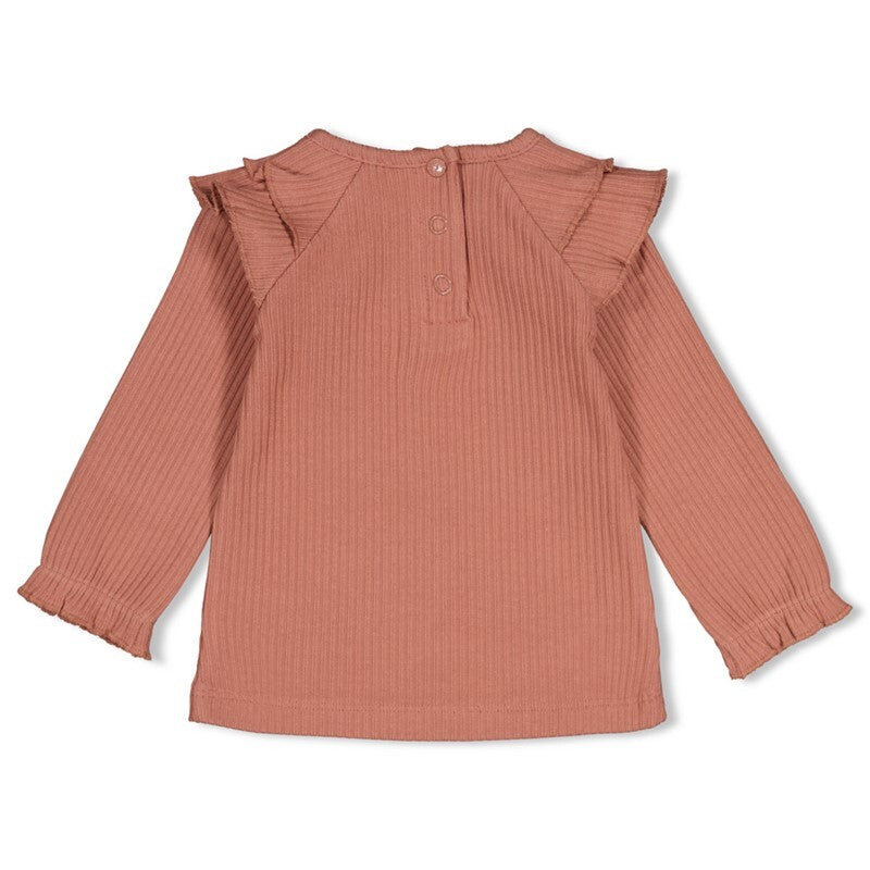 Feetje Longsleeve rib met ruches - Dress to Impress Mauve