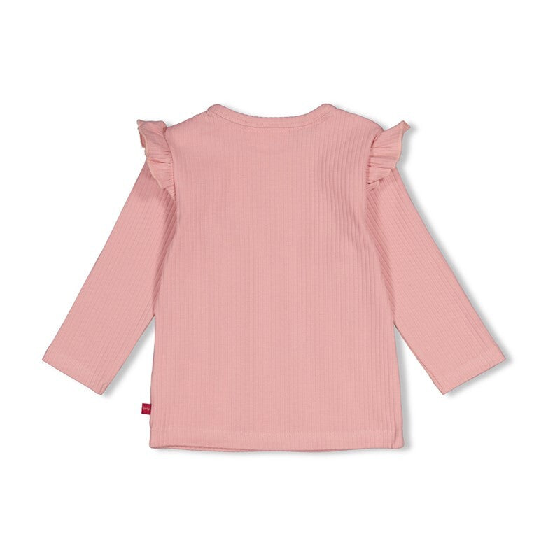 Feetje Longsleeve rib - Moon Flowers L.roze
