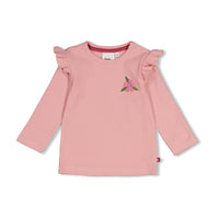 Feetje Longsleeve rib - Moon Flowers L.roze