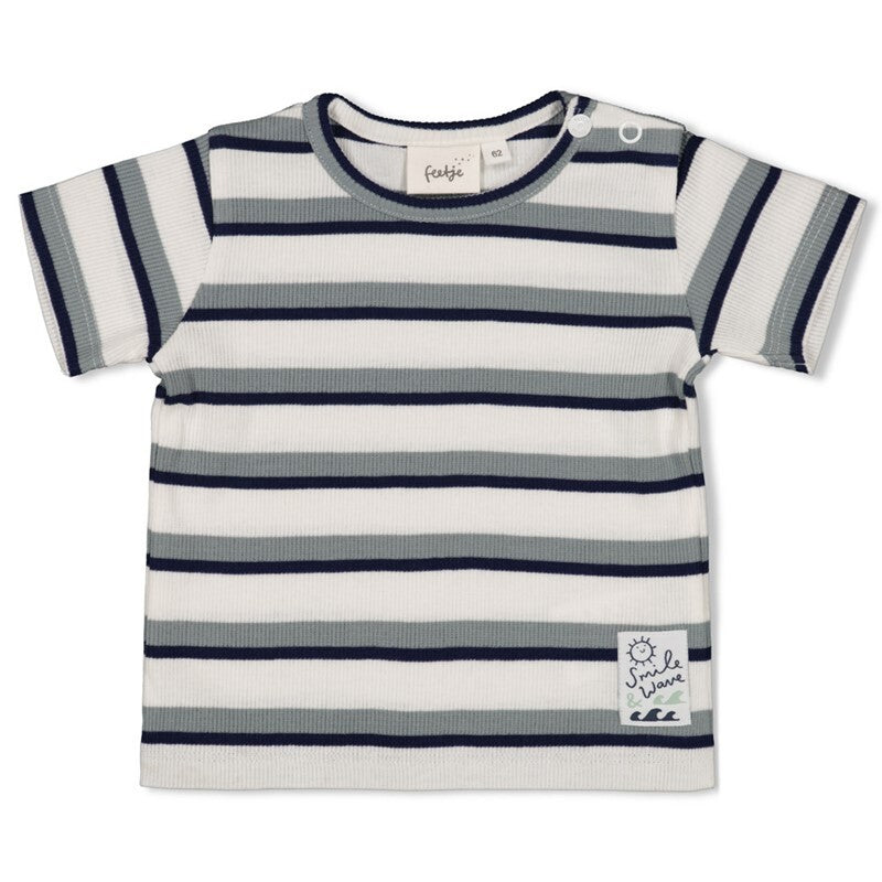 Feetje T-shirt rib met streep - Summer Denims Offwhite