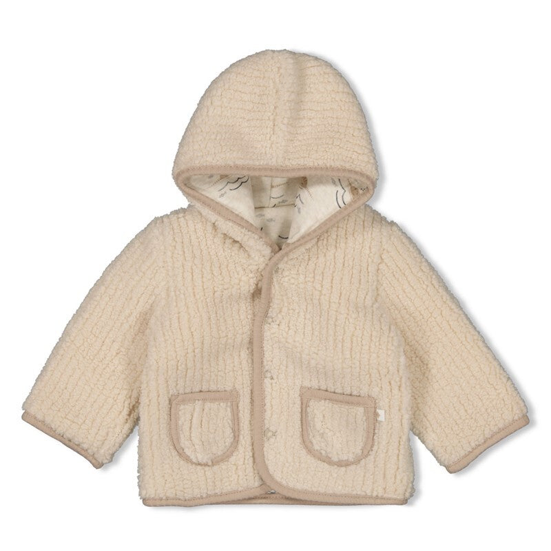 Feetje Bouclé omkeerbaar jasje met capuchon - Narwal Offwhite