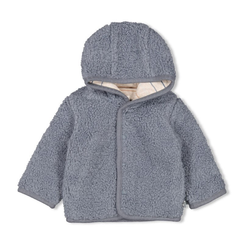 Feetje Bouclé omkeerbaar jasje met capuchon - Howdy Blauw