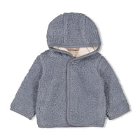Feetje Bouclé omkeerbaar jasje met capuchon - Howdy Blauw
