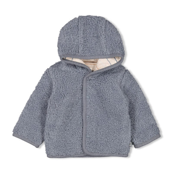 Feetje Bouclé omkeerbaar jasje met capuchon - Howdy Blauw