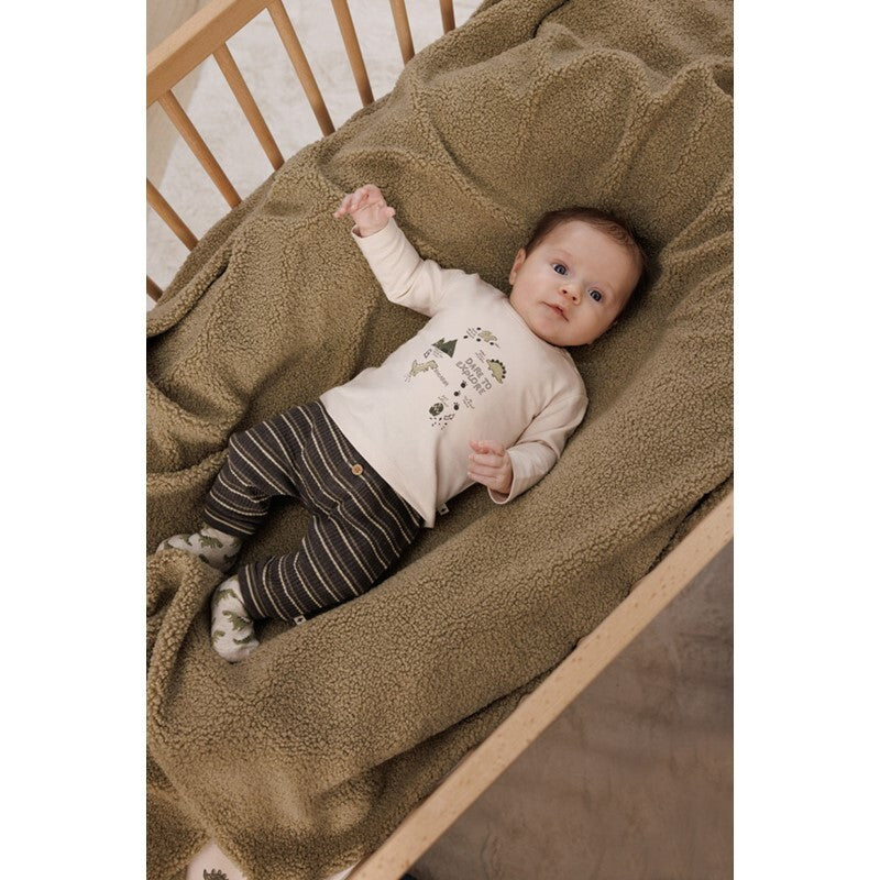 Feetje Broek rib met streep - Rawrsome Antraciet melange