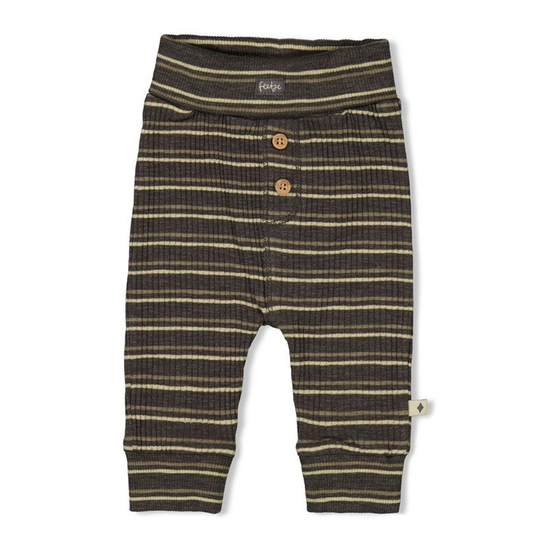 Feetje Broek rib met streep - Rawrsome Antraciet melange