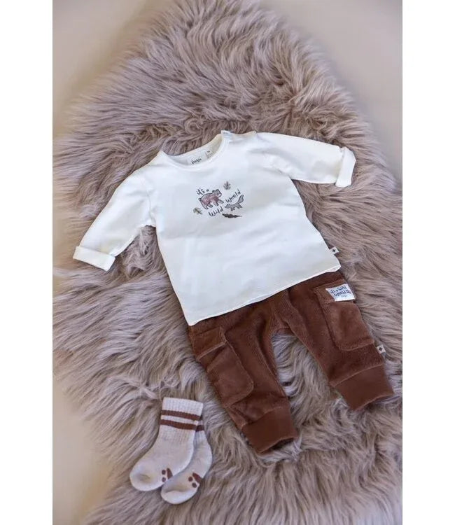 Feetje Broek velours rib - Wild World Bruin
